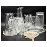 (3) Chipped Pyrex Glass Lids, Jar, Creamers,