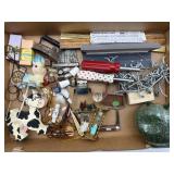 Vintage Table Lighter, Thimbles, Pocket Knife,