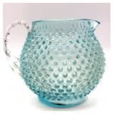 Fenton Aqua Hobnail Glass Pitcher 5"- unmarked