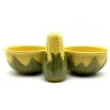 Shawnee Pottery Corn Bowls and Shaker- bowls