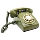 Vintage Avocado Green Rotary Telephone