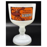 Vintage Scorpio Glass Goblet 8"- clear glass