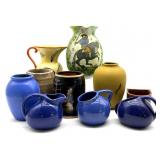 Pottery Pitchers, Vases, Cups, Creamer, and