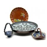 West Germany Pottery Bowl 12" Mexico Pottery