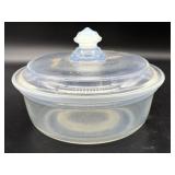 Antique Fry Oven Glass Opalescent Lidded Bowl -