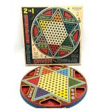 Vintage Chinese Checkers Tin Board Game with Box