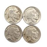 (4) Buffalo Nickels : 1930, 1935-S, 1936-D, and