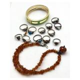 Barse ï¿½925ï¿½ Marked Clasp on Necklace with Amber