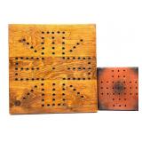 (2) Vintage Wood Board Game Boards 15ï¿½ and 7.5ï¿½