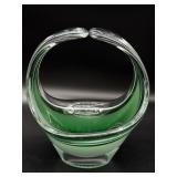 Flygsfors Coquille Swedish Art Glass Basket 6ï¿½ x