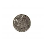1853 Three Cent Piece- has hole