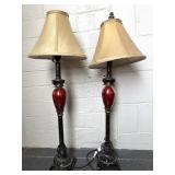 Glass and Metal Table Lamp Pair 32"