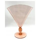 Pink Glass Fan Vase 9"