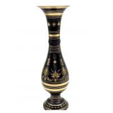 Vintage Etched Brass Vase Made in India 13.25"