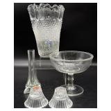 Glass Vases, Compote, and Candlesticks - 8"