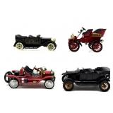 (4) Metal and Plastic Models of Antique Cars 5"
