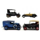 (4) Metal and Plastic Models of Antique Cars 5"