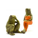 Large Pair of Frog Ceramic Figures 10.5" Tall and