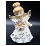 Vintage October Angel Porcelain Figure 5"-