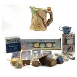 Vintage Monkey Handle Ceramic Pitcher 5.5",