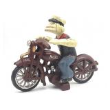 Painted Cast Iron Popeye on Motorcycle 8.5" x
