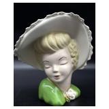 Vintage Lady Head Porcelain Vase 7.5"