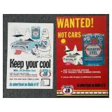 (2) Vintage JB Radiator Cool Paper Signs 13.75" x