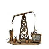 Oil Derrick Metal Decor with Music Box 10"