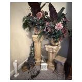 Pillar Plaster Plant Stands, Centurion Clock, and