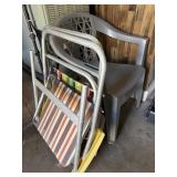 Vintage Folding Lawn Chairs and Plastic Chair-