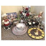 Bistro Chef Dishes, Clock, and Decor