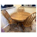 Oak Kitchen Table & (3) Chairs, 42"