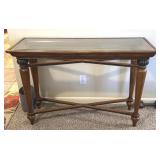Beaded Design Wood and Glass Sofa Table 48" x 18"