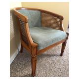 Vintage Rattan Sides Wood Occasional Chair -