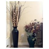 (2) Vases with Faux-Florals - tallest vase is
