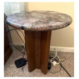 Stone Top Wood Base Side Table 20" x 23"