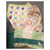 (3) Damaged Vintage Hand-Stitched Quilts