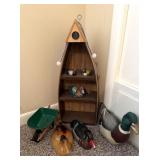 Decorative ducks, decorative wheelbarrow, and