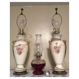 Vintage Table Lamps and Oil Lamp - table lamps