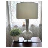 Table Lamp  w/ Shade 30" & Small Faux  Plant