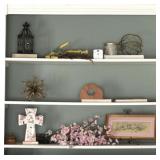 Metal Sculptures, Framed Floral Painting, And