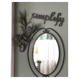 Metal Framed Wall Mirror 26"x35" and Wall Decor