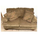 Brown Love Seat w/ Pillows 66"