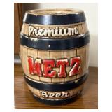 Vintage Metz Beer Ceramic Keg Coin Bank 6"