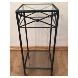 Square Glass Top Metal Plant Stand 9.5" x 22"