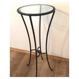 Round Glass Top Metal Plant Stand 12" x 28"