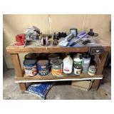 Wooden Work Bench 50x24x32 & contents