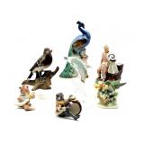 Porcelain Bird Figures, Crystal Dolphin, and More