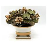 Vintage Gilt Metal Flower Sculpture in Porcelain