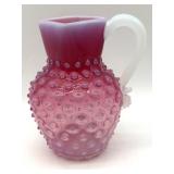 Antique Czechoslovakia Pink Opalescent Hobnail